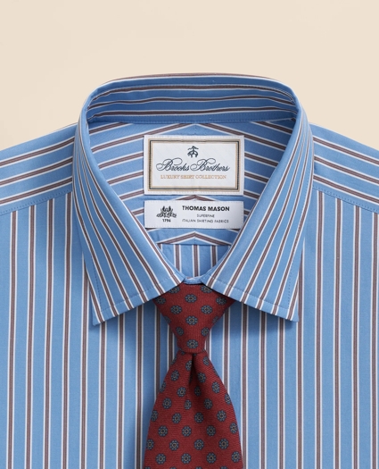 Brooks Brothers X Thomas Mason® Cotton English Collar, Stripe Dress Shirt, image 2