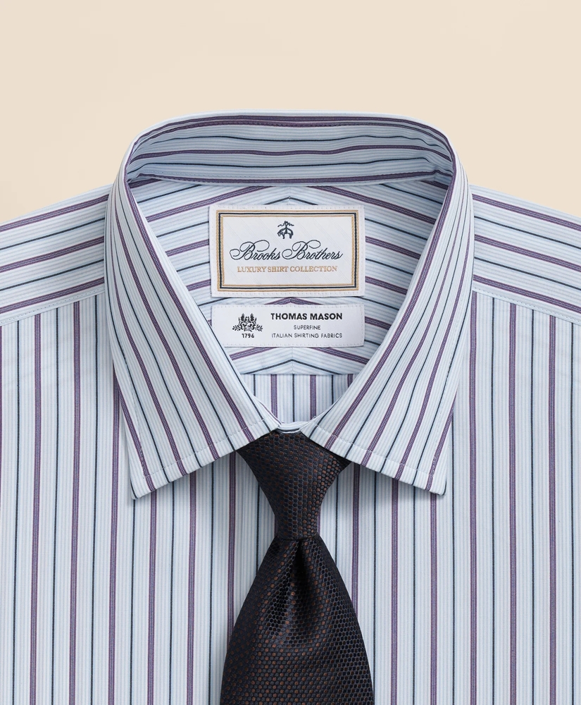 Brooks Brothers X Thomas Mason® Cotton English Collar, Stripe Dress Shirt, image 2