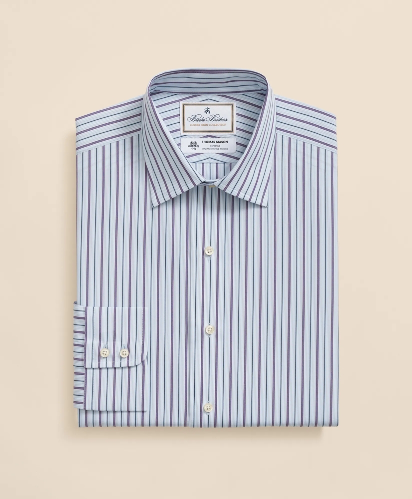 Brooks Brothers X Thomas Mason® Cotton English Collar, Stripe Dress Shirt, image 3