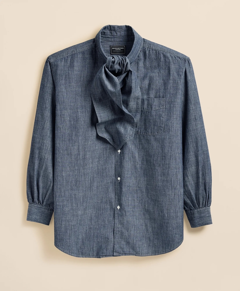 Brooks Brothers X Engineered Garments Cotton Chambray Ascot Collar Oversized Dress Shirt, image 5