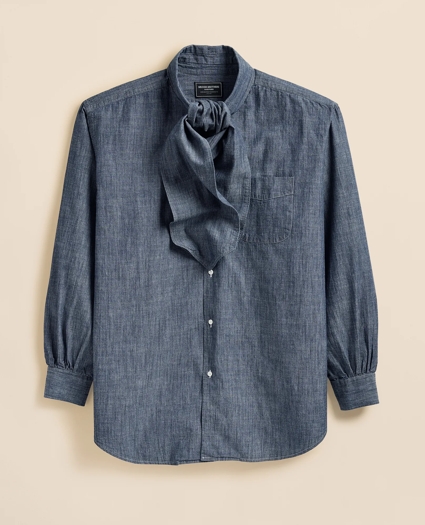 Brooks Brothers X Engineered Garments Cotton Chambray Ascot Collar Oversized Dress Shirt, image 5
