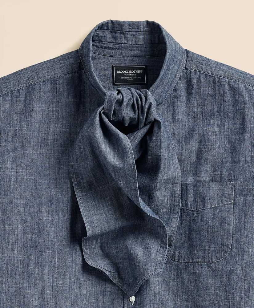 Brooks Brothers X Engineered Garments Cotton Chambray Ascot Collar Oversized Dress Shirt, image 6