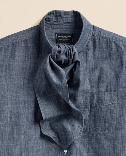 Brooks Brothers X Engineered Garments Cotton Chambray Ascot Collar Oversized Dress Shirt, image 6