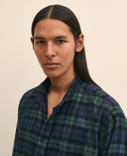 Brooks Brothers X Engineered Garments Cotton Flannel Wing Collar Oversized, Tartan Dress Shirt, image 4