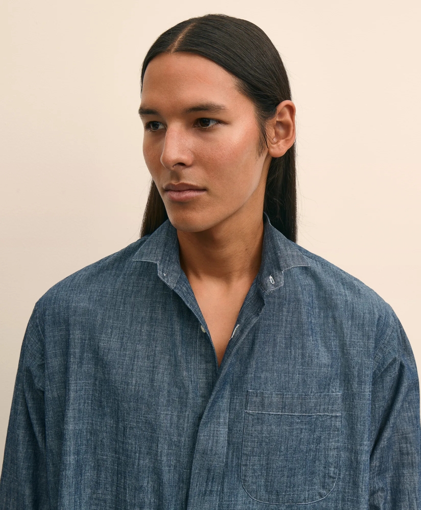 Brooks Brothers X Engineered Garments Cotton Chambray Wing Collar Oversized Dress Shirt, image 3