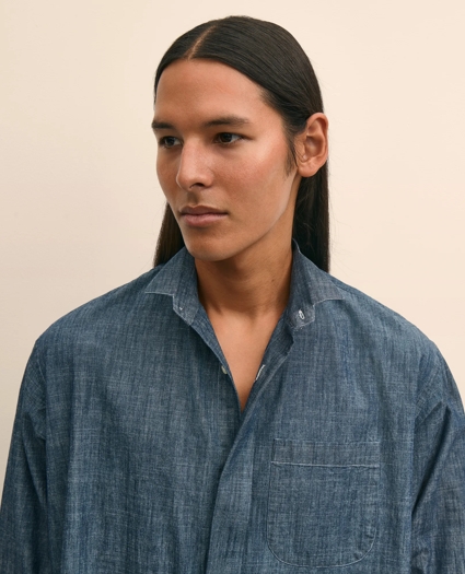 Brooks Brothers X Engineered Garments Cotton Chambray Wing Collar Oversized Dress Shirt, image 3