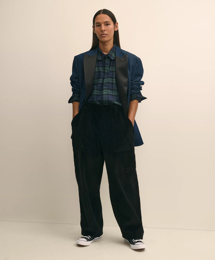 Brooks Brothers X Engineered Garments Cotton Flannel Round Pinhole Collar Oversized, Tartan Dress Shirt, image 2