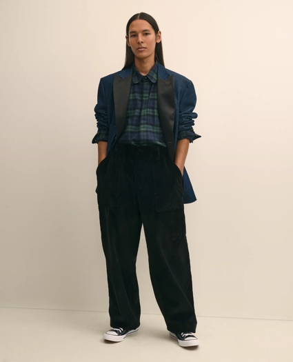 Brooks Brothers X Engineered Garments Cotton Flannel Round Pinhole Collar Oversized, Tartan Dress Shirt, image 2