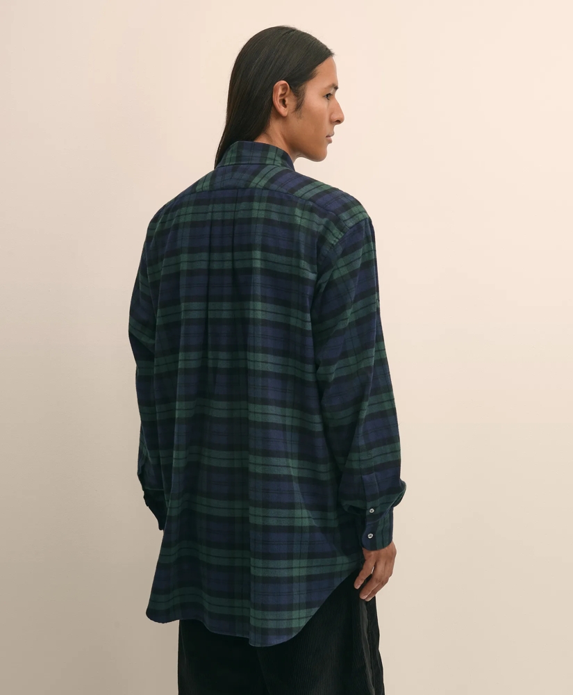 Brooks Brothers X Engineered Garments Cotton Flannel Round Pinhole Collar Oversized, Tartan Dress Shirt, image 4