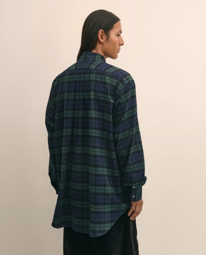 Brooks Brothers X Engineered Garments Cotton Flannel Round Pinhole Collar Oversized, Tartan Dress Shirt, image 4