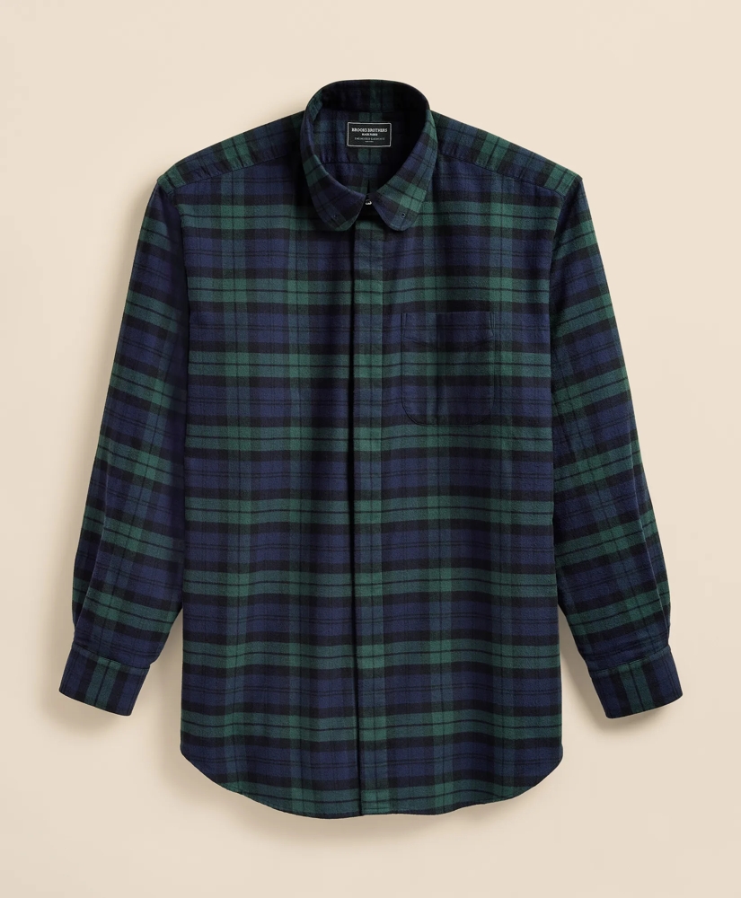 Brooks Brothers X Engineered Garments Cotton Flannel Round Pinhole Collar Oversized, Tartan Dress Shirt, image 5