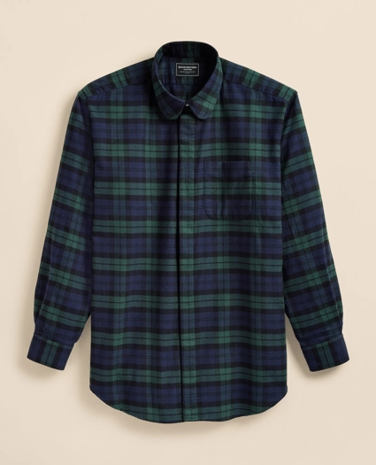 Brooks Brothers X Engineered Garments Cotton Flannel Round Pinhole Collar Oversized, Tartan Dress Shirt, image 5
