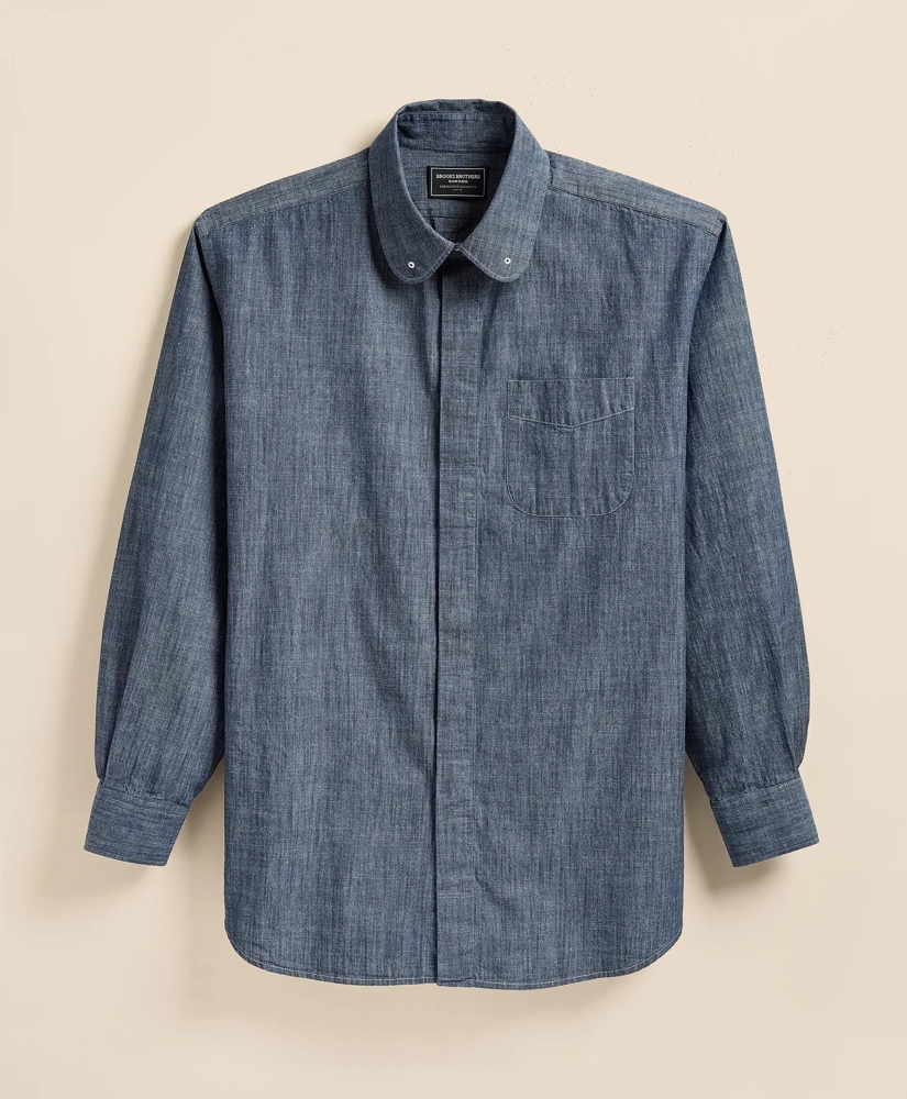 Brooks Brothers X Engineered Garments Cotton Chambray Round Pinhole Collar Oversized Dress Shirt, image 5