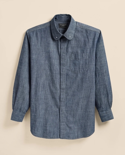 Brooks Brothers X Engineered Garments Cotton Chambray Round Pinhole Collar Oversized Dress Shirt, image 5