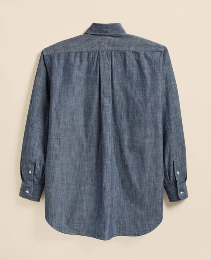 Brooks Brothers X Engineered Garments Cotton Chambray Round Pinhole Collar Oversized Dress Shirt, image 7