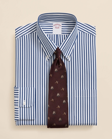 Pure Supima® Cotton Regular-Finish Polo Button Down Collar, Bengal Stripe Dress Shirt, image 1