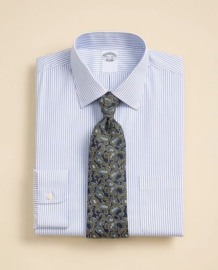 Stretch Supima&reg; Cotton Non-Iron Broadcloth Ainsley Spread Collar Striped Dress Shirt, image 1