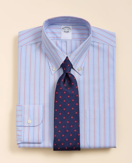 Stretch Supima&reg; Cotton Non-Iron Broadcloth Button Down Collar Striped Dress Shirt, image 1