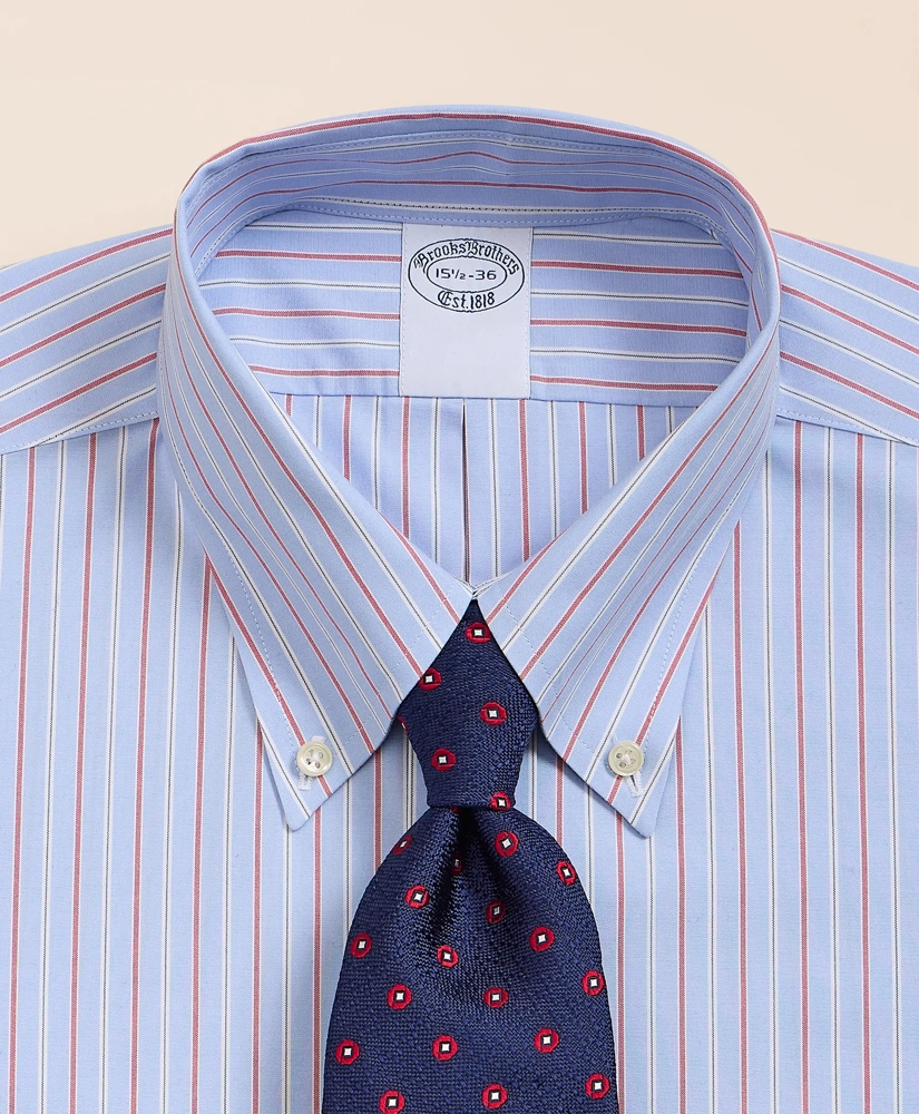 Stretch Supima&reg; Cotton Non-Iron Broadcloth Button Down Collar Striped Dress Shirt, image 2