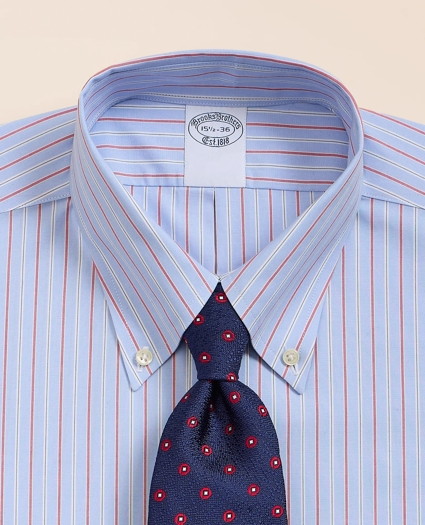 Stretch Supima&reg; Cotton Non-Iron Broadcloth Button Down Collar Striped Dress Shirt, image 2