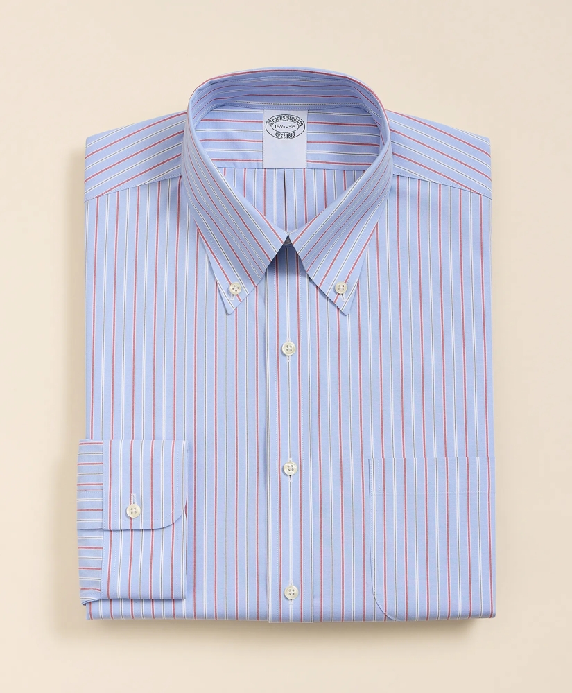 Stretch Supima&reg; Cotton Non-Iron Broadcloth Button Down Collar Striped Dress Shirt, image 3