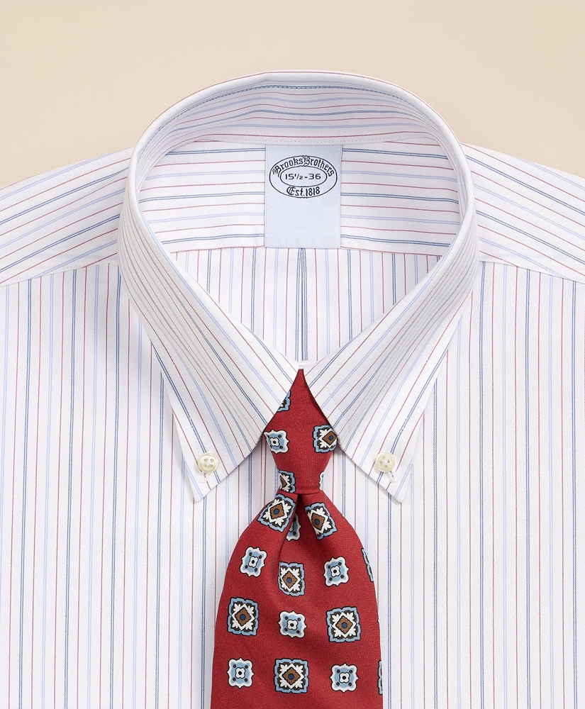 Stretch Supima&reg; Cotton Non-Iron Broadcloth Button Down Collar, Striped Dress Shirt, image 2