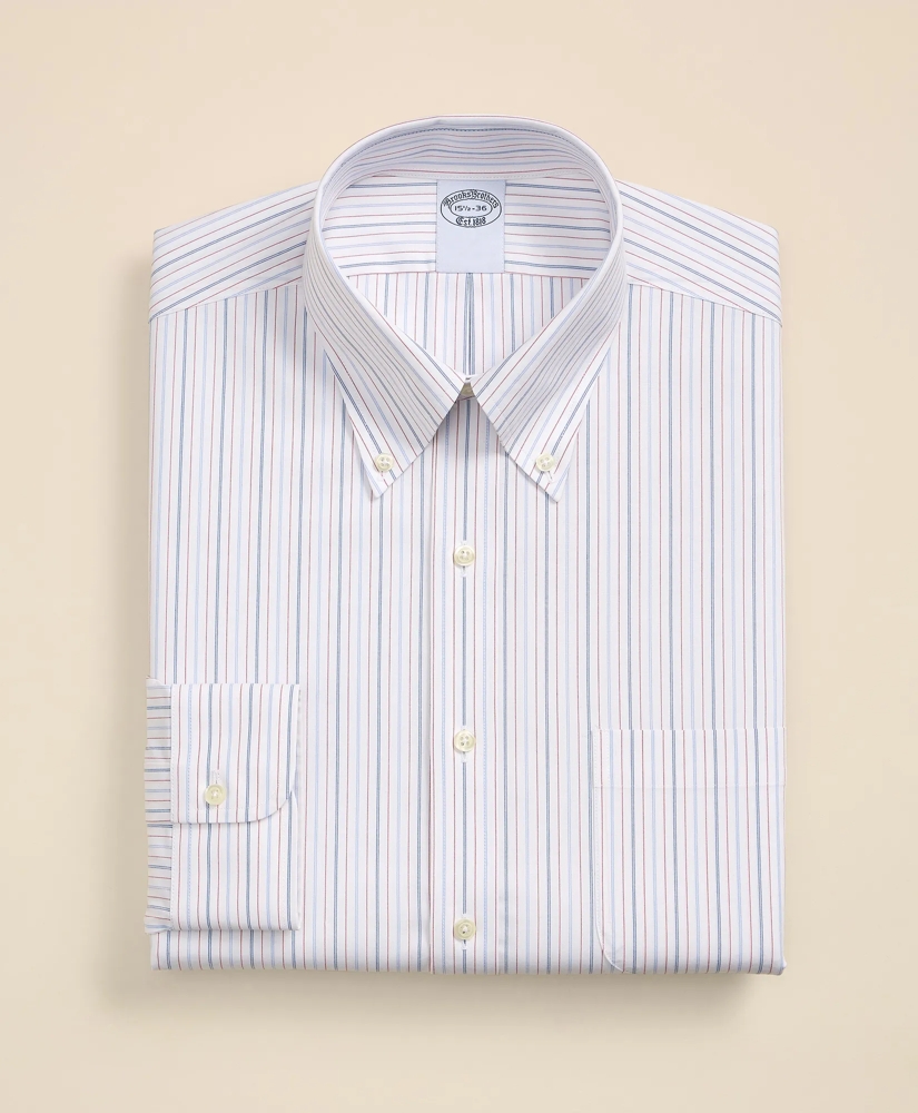 Stretch Supima&reg; Cotton Non-Iron Broadcloth Button Down Collar, Striped Dress Shirt, image 3