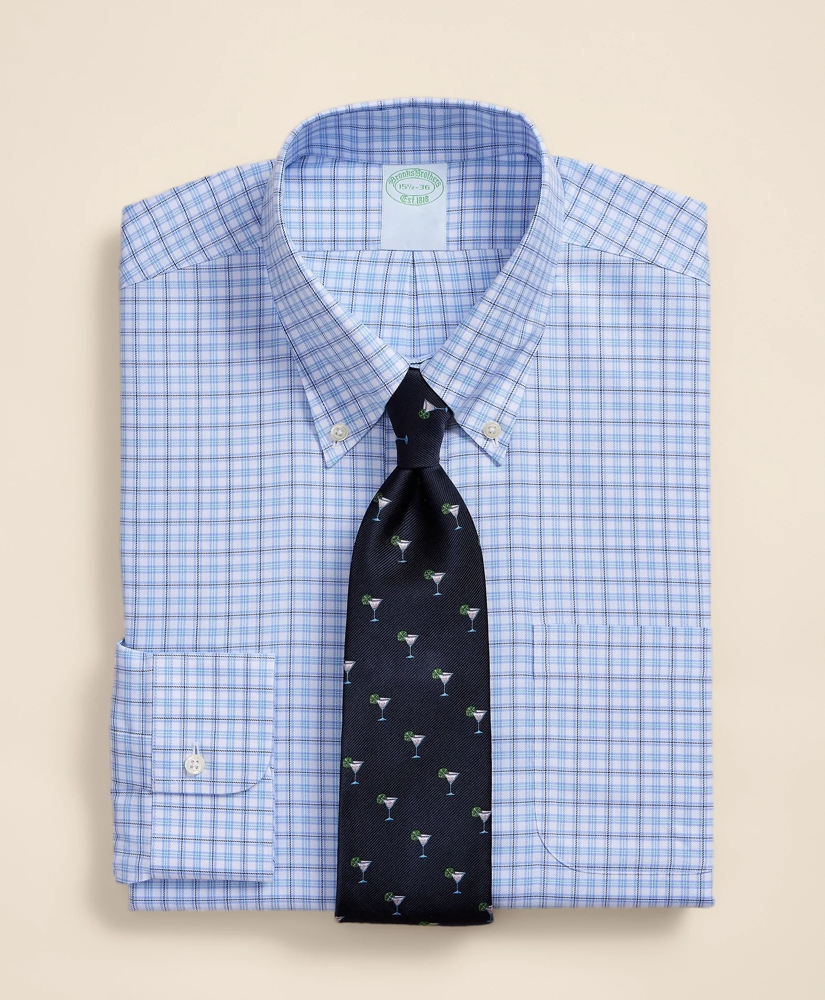 Brooks Brothers Explorer Collection Non-Iron Twill Button-Down Collar, Check Dress Shirt, image 1