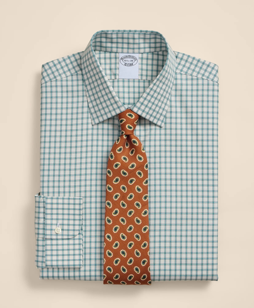 Supima&reg; Cotton Non-Iron Pinpoint Oxford Ainsley Collar, Windowpane Dress Shirt, image 1