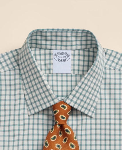 Supima&reg; Cotton Non-Iron Pinpoint Oxford Ainsley Collar, Windowpane Dress Shirt, image 2