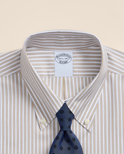 Stretch Supima&reg; Cotton Non-Iron Pinpoint Oxford Button-Down Collar, Stripe Dress Shirt, image 2