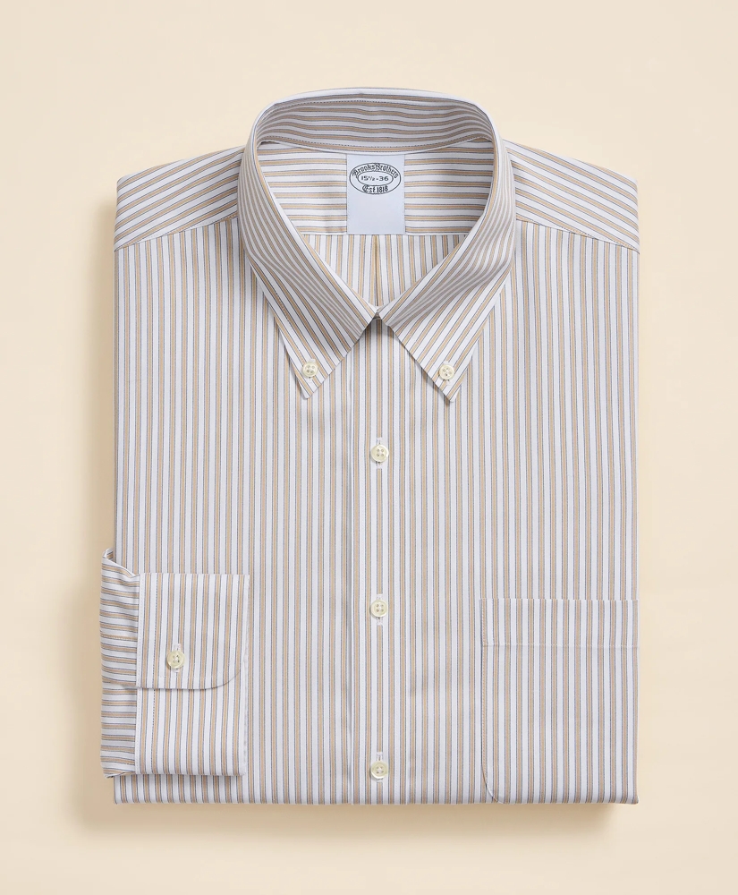 Stretch Supima&reg; Cotton Non-Iron Pinpoint Oxford Button-Down Collar, Stripe Dress Shirt, image 3