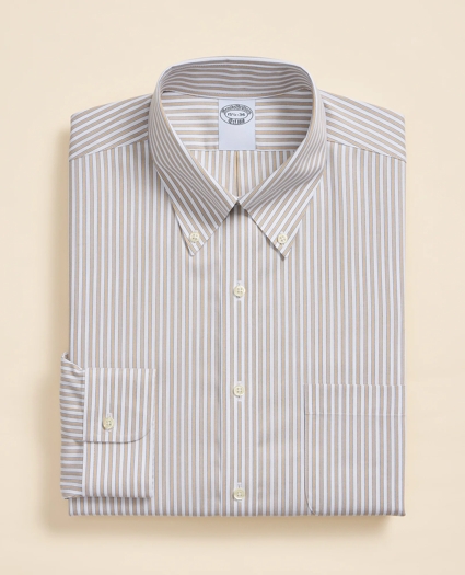 Stretch Supima&reg; Cotton Non-Iron Pinpoint Oxford Button-Down Collar, Stripe Dress Shirt, image 3