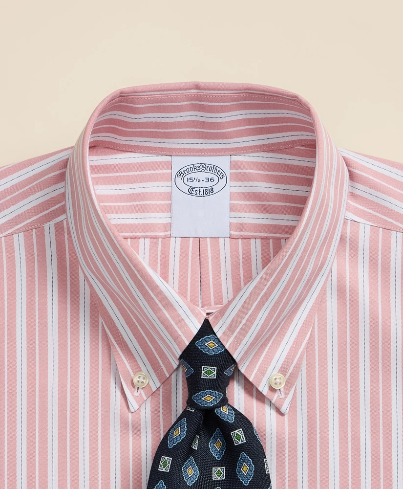 Stretch Supima&reg; Cotton Non-Iron Pinpoint Oxford Button-Down Collar, Stripe Dress Shirt, image 2
