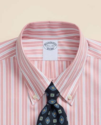 Stretch Supima&reg; Cotton Non-Iron Pinpoint Oxford Button-Down Collar, Stripe Dress Shirt, image 2