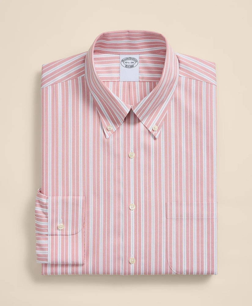 Stretch Supima&reg; Cotton Non-Iron Pinpoint Oxford Button-Down Collar, Stripe Dress Shirt, image 3