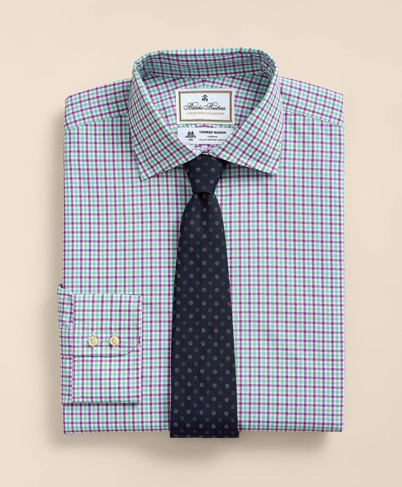 Brooks Brothers X Thomas Mason&reg; Cotton Poplin English Collar, Check Dress Shirt, image 1