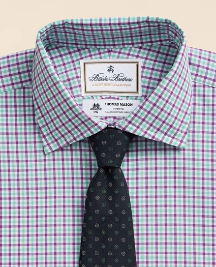 Brooks Brothers X Thomas Mason&reg; Cotton Poplin English Collar, Check Dress Shirt, image 2
