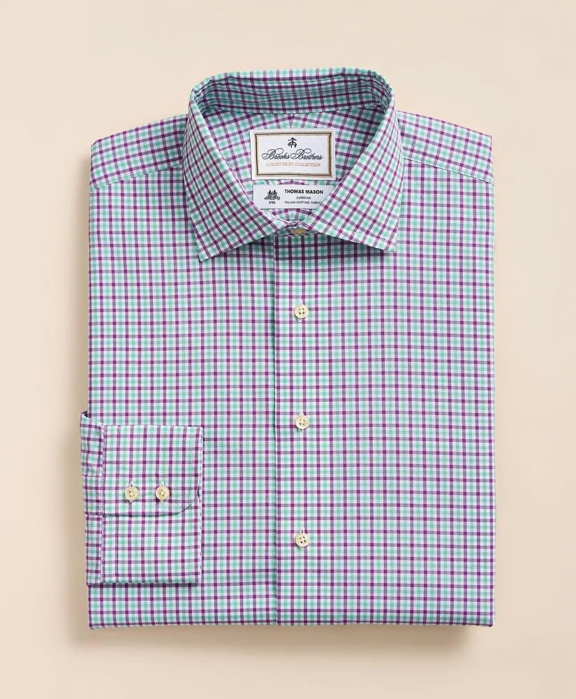 Brooks Brothers X Thomas Mason&reg; Cotton Poplin English Collar, Check Dress Shirt, image 3
