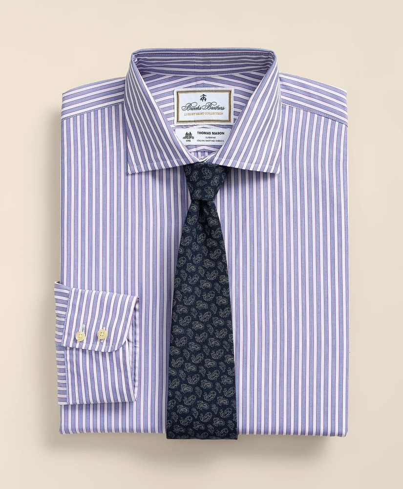 Brooks Brothers X Thomas Mason&reg; Cotton Poplin English Collar, Stripe Dress Shirt, image 1