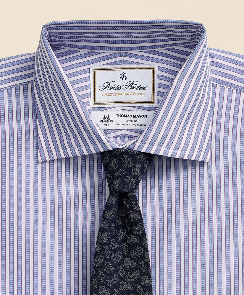 Brooks Brothers X Thomas Mason&reg; Cotton Poplin English Collar, Stripe Dress Shirt, image 2