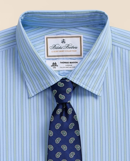 Brooks Brothers X Thomas Mason&reg; Cotton Poplin Ainsley Collar, Stripe Dress Shirt, image 2