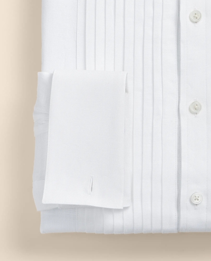 Linen Londoner Collar, Pleated Bib Tuxedo Shirt, image 4