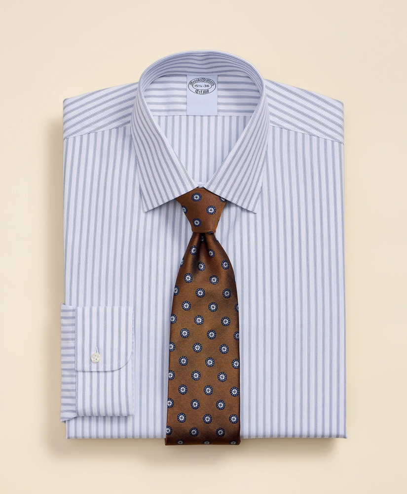 Supima&reg; Cotton Non-Iron Dobby Ainsley Collar Striped Dress Shirt, image 1