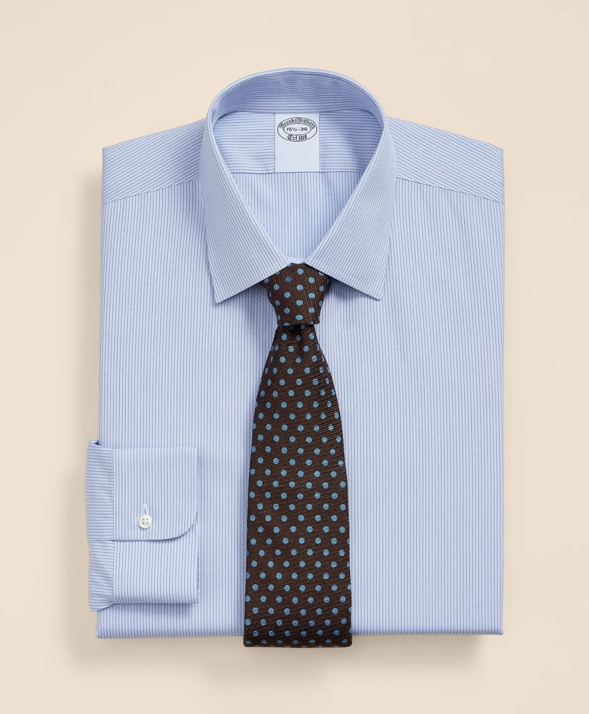 Supima&reg; Cotton Non-Iron Dobby Ainsley Collar Striped Dress Shirt, image 1