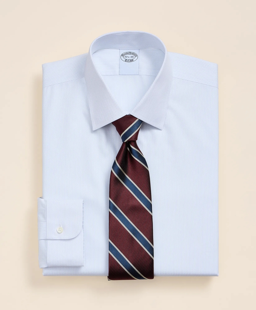 Supima&reg; Cotton Non-Iron Dobby Ainsley Collar Striped Dress Shirt, image 1