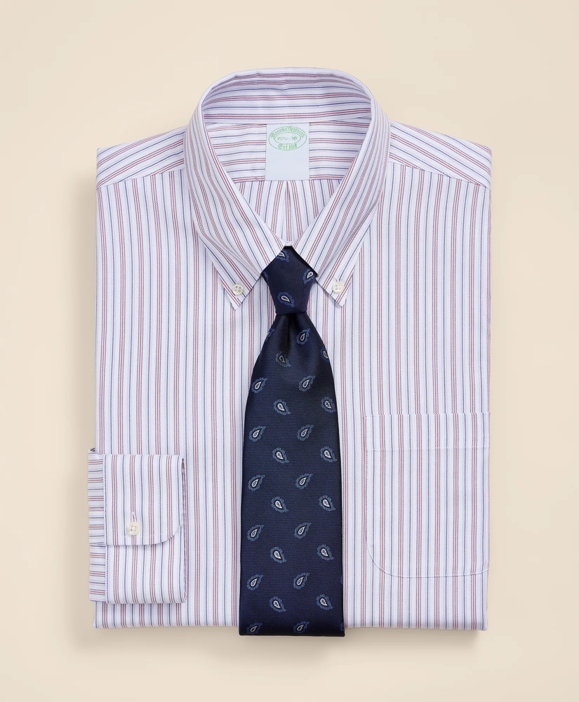 Brooks Brothers Explorer Collection Non-Iron Twill Button Down Collar, Striped Dress Shirt, image 1