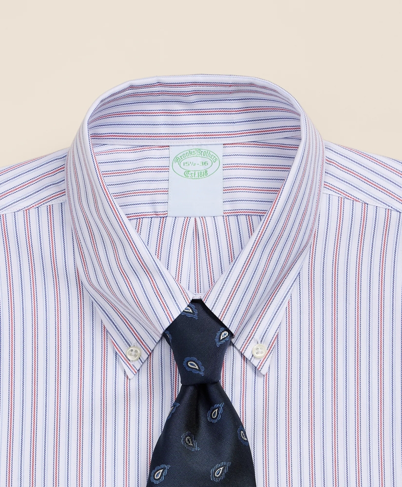 Brooks Brothers Explorer Collection Non-Iron Twill Button Down Collar, Striped Dress Shirt, image 2