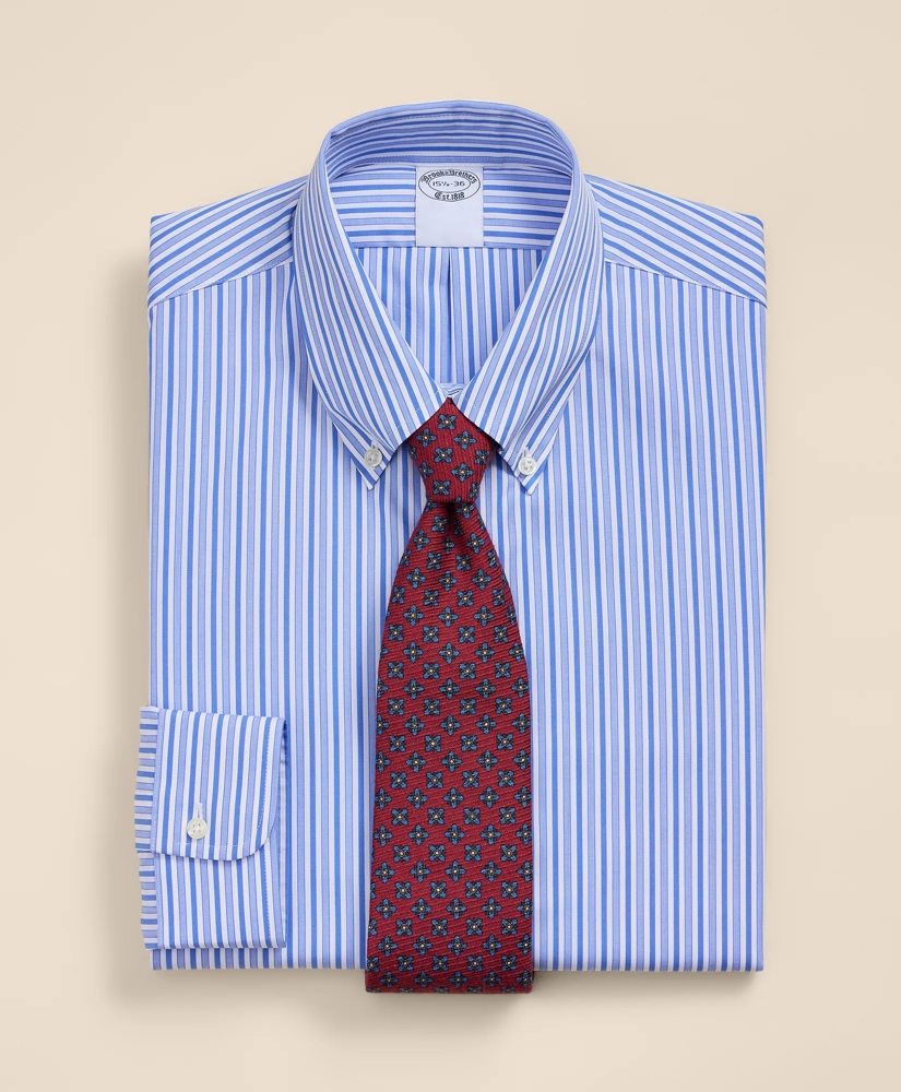 Pure Supima&reg; Cotton Button Down Collar, Striped Dress Shirt, image 1