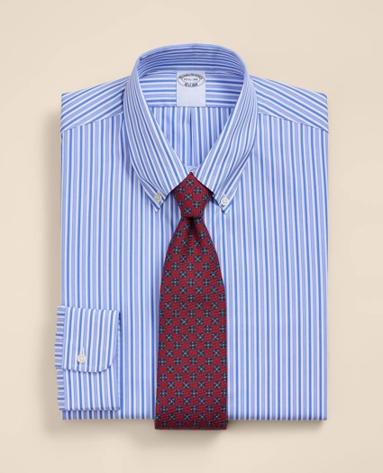 Pure Supima&reg; Cotton Button Down Collar, Striped Dress Shirt, image 1